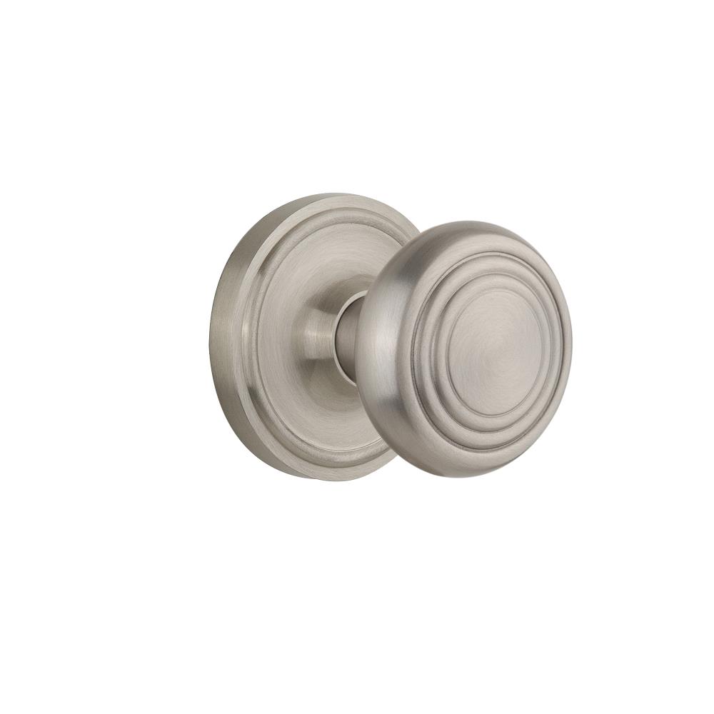 Nostalgic Warehouse CLADEC Complete Passage Set Without Keyhole Classic Rosette with Deco Knob in Satin Nickel